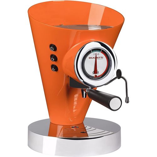 Bugatti, Diva Evolution, Machine  Caf Expresso Et Cappuccino, Pour Caf Moulu Et Dosettes, Fonction Vapeur Non-Stop, 15 Bar, 950 W, Capacit 0,8 Litre, Design lgant, Couleur Orange