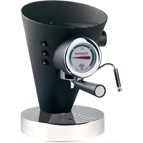 Bugatti, Diva, Machine  Caf Expresso Et Cappuccino, Pour Caf Moulu Et Dosettes, 15 Bar, 950 W, Capacit 0,8 Litre, Design lgant, Couleur Noir Mat