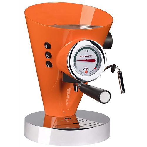 Bugatti, Diva, Machine  Caf Expresso Et Cappuccino, Pour Caf Moulu Et Dosettes, 15 Bar, 950 W, Capacit 0,8 Litre, Design lgant, Couleur Orange