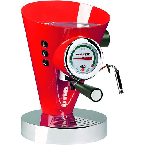 Bugatti, Diva, Machine  Caf Expresso Et Cappuccino, Pour Caf Moulu Et Dosettes, 15 Bar, 950 W, Capacit 0,8 Litre, Design lgant, Couleur Rouge
