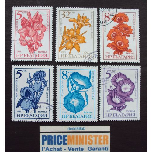 Bulgarie..6 Timbres Fleurs : Glaieul-Lilium-Anmone-Iris-Convolvulus-Ipome. Oblitrs.