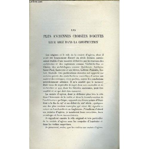 Bulletin Monumental 93e Volume De La Collection N1 - Les Plus Anciennes Croisees D'ogives - Leur Role Dans La Construction Par Marcel Aubert