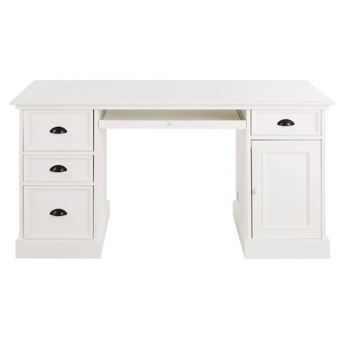 Bureau 1 Porte 4 Tiroirs Blanc