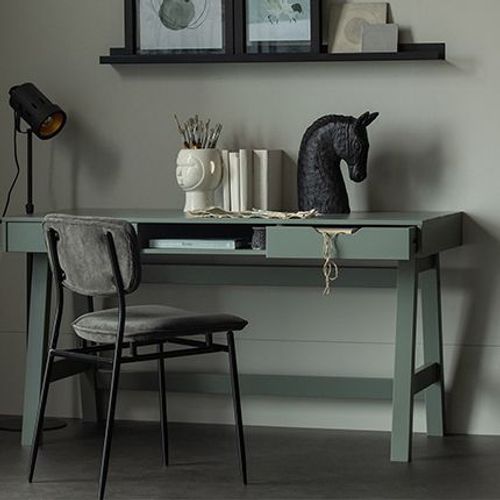 Bureau 2 Tiroirs 1 Niche 140x75x62 Cm En Pin Massif Vert - Louz