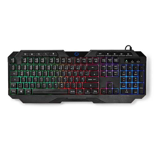Bureau de jeu filaire | Port USB Type-A | Cls  membrane |  LED | QWERTZ | Mise en page DE | Alimentation USB | Grand