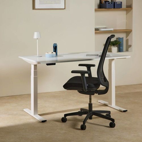 Bureau lectrique Assis-Debout En Mtal Et En Bois Blanc 140 X 80 Cm
