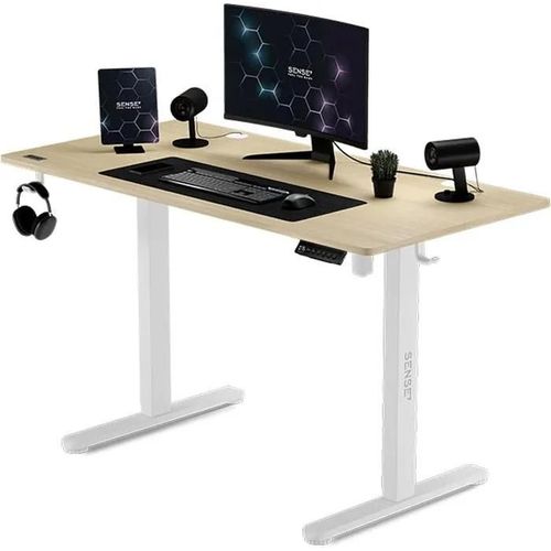 Bureau lectrique - Sense7 - Nojo - 120x60 Cm - Rglage Hauteur - Systme Anti-Collision - White-Pine