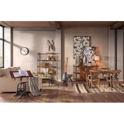 Bureau En Bois Marron Et Mtal Noir L 80 Cm