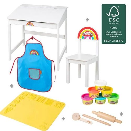 Bureau Enfant Roba X Play-Doh + Chaise + 6 Pots De Pte  Modeler + Tablier Impermable Et Accessoires - Jouet Cratif Ds 3 Ans