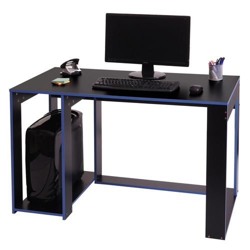 Bureau Hwc-J26, Bureau Informatique Table De Bureau, 120x60x76cm   Noir-Bleu