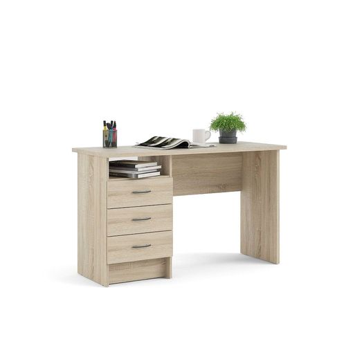 Bureau Linaire  Trois Tiroirs, Couleur Chne, Dimensions 120 X 72 X 48 Cm