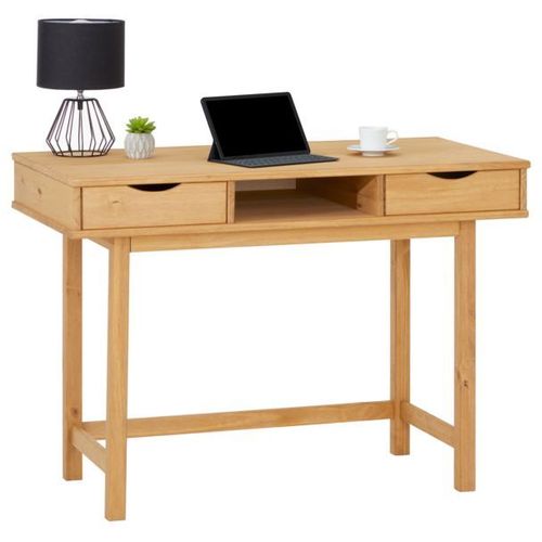Bureau Salsa Avec Rangement 2 Tiroirs Et 1 Niche, En Pin Massif  La Finition Teinte Et Cire