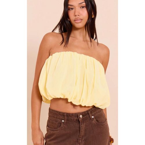 Bustier Bouffant En Mousseline De Soie Jaune Citron, Jaune Citron