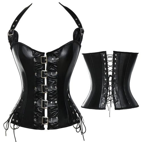 Bustiers And Corsets Corset En Cuir Hauts Avec Boucles Acier Désossé Steampunk Gothique Bustier 1654