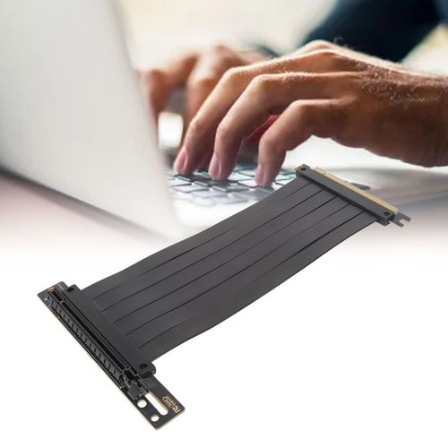 Câble Riser PCIE 3.0 X16 Câble d'extension de carte graphique flexible à haute vitesse à 90 degrés Port d'extension de carte graphique Noir 20 cm / 7,9 pouces