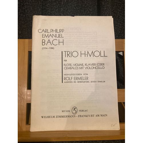 C.-P. E Bach Trio En Si M Partition Flte Violon Basse Continue Ed. Zimmermann