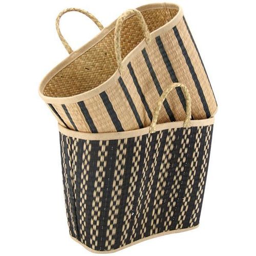 Cabas Jonc Motif Rayures Verticales