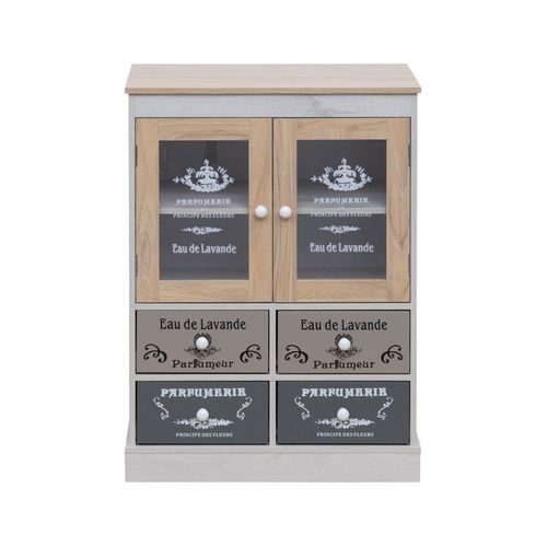 Cabinet Vitrine  2 Tiroirs Et 2 Portes En Agglomr Multicolore
