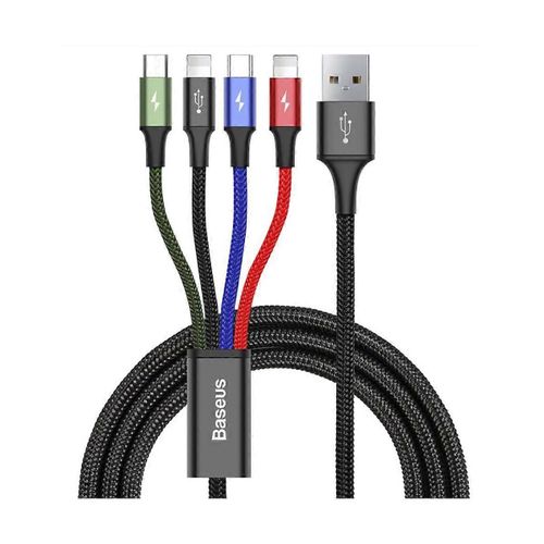 Cable 4-in-1 USB-C/2 Lightning/Micro-USB to USB-A Fast Charge 3,5A 1,2m, Black