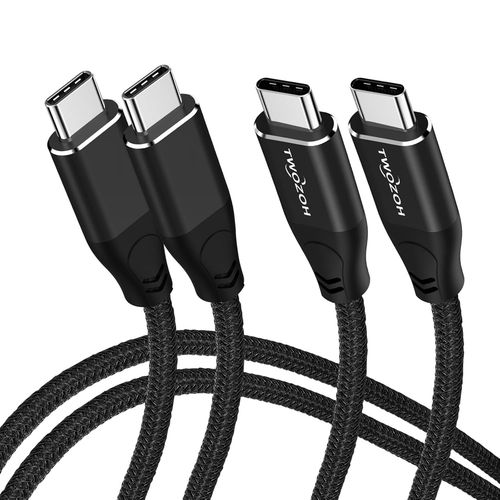 Cble 4K USB C 100W 0,5M Lot de 2 (All-in-One), USB 3.2 Gen 2 X 2 20Gbp Transfert donnes PD Charge rapide USB C 3.1 TypeC Cble 4K@60Hz Vido 2 Pices