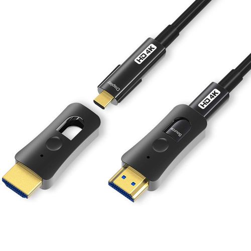 Cble  Fibre Optique Hdmi 4K  60 Hz Hdcp2.2 4:4:4,Haute Vitesse,18 Gbit/S,Hdr 3D 4K2K Hdmi Avec Micro Hdmi De Type Tirette(20 M,4K)