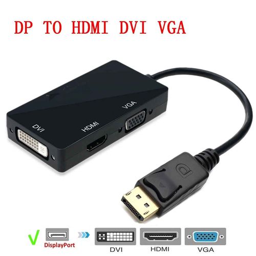 Cble adaptateur DisplayPort DP vers HDMI,compatible DVI VGA,connecteur de convertisseur de Port d'affichage 1080P pour budgtaire PC,ordinateur portable,HDTV - Type DP to all black