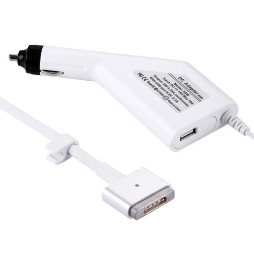 Pour Apple Macbook A1398 / Blanc A1424 / Mc975 / Mc976 / Me664 / Me665, Longueur: 1,7 M 85w 20v 4.25a 5 Pin Style T Magsafe 2 Chargeur De Voiture Avec 1 Port Usb