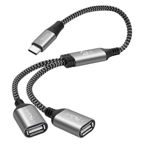 Cble Adaptateur USB C mle vers Double USB A Femelle 0,3 m,Type C vers 2 Ports Type A 2.0,connecteur convertisseur pour Alimentation et donnes,pour Ordinateur Portable,Mac,iPhone 15 16 16e