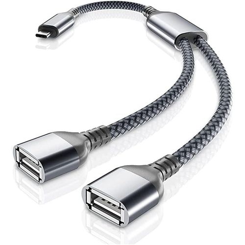 Cble Adaptateur USB C Mle vers Double USB Femelle 0.3M,Thunderbolt 3 vers Double Type A 2.0 OTG pour MacBook Pro,iPhone 15 16,iPad 10 Air 4 5,Microsoft Surface Go,Galaxy S24 S23 A54 A53
