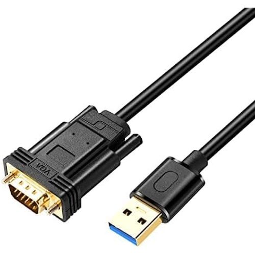 Cble Adaptateur Usb Vers Vga Compatible Avec Mac Os Windows Xp/Vista/10/8/7, Usb 3.0 Vers Vga Mle 1080P Adaptateur Vido Convertisseur 2 Mtre[HDM5234774]