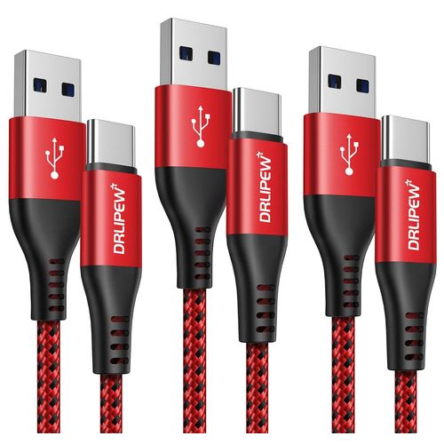 Cble Chargeur Pour Samsung A52 A32 A42 A72 A52s Galaxy S21 S20 Plus Ultra 5g S10 S9 S8 S10e,Note 10 9 8,Redmi Note 9t 9 8t 8 Pro 8,Sony Xperia Xz,Cordon Usb Type C 3a Charge Rapide 1m 1m 2m-Rouge