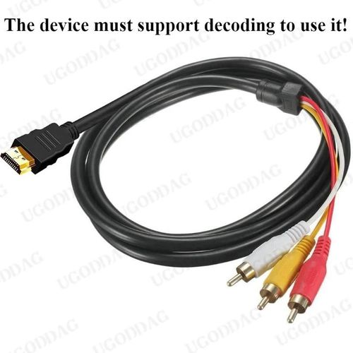 Cble convertisseur HDMI vers 3 RCA, 1.5M, adaptateur AV vers HDMI-comp, prise en charge 480P/720P/1080P, adapt  l'ordinateur TV Box-150cm-HD to 3 RCA