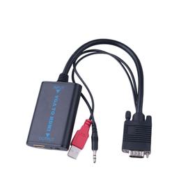 VGA Male Entrée vers HDMI Femelle Sortie audio TV AV Câble vidéo Adaptateur  Convertisseur