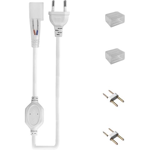 Cble d'alimentation LED 1,5 m avec Bouton de Commutation, pour Bandes Non LED 220-240V, Comprend un Embout en 2 Pices, un Kit de Broches en 2 Pices