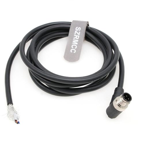 Cble d'alimentation M12 A-Code 4 broches mle femelle vers fil nu pour capteur Ethernet de camra industrielle Module de bus de terrain Appareil rseau Profinet IO Link 22AWG (coude 4 broche.[Y350]