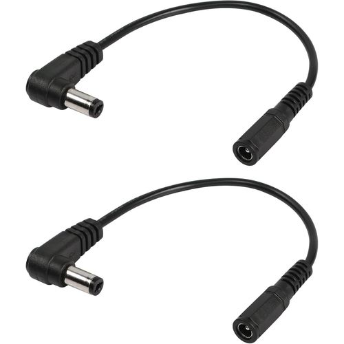 Cble d'extension d'alimentation CC 5,5 mm x 2,1 mm  Angle Droit  90 degrs en Forme de L mle  Femelle Cordon d'extension Jack 20 cm (2 pices)