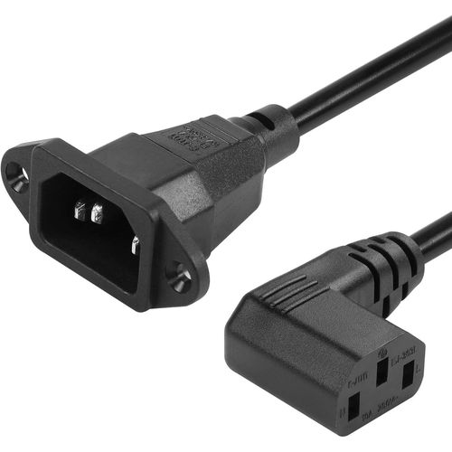 Cble d'extension d'alimentation PDU C14  90 degrs C13  Montage sur Panneau, Cordon d'alimentation IEC 320 C14 mle  Angle Droit C13 Femelle  3 Broches, pour moniteurs, etc-0,3 M (Left)