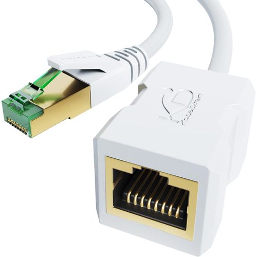 Cble d'extension Ethernet avec tressage rsistant  la rupture  3 m (Cble Ethernet CAT7 mle vers femelle, tend les cbles rseau, 10Gbit/s, blindage SF/FTP, blanc).[G68]