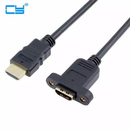 Cble d'extension HDMI A 1.4 19 broches mle vers hdmi A type femelle avec trou de vis peut verrouiller le cble mont sur panneau 30cm 60cm 100cm 150cm