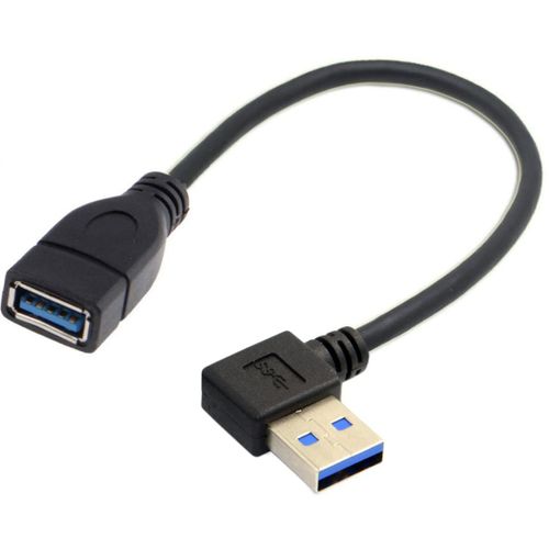 Cble d'extension USB 3.0 Type A mle coud vers USB 3.0 Type A Femelle 20 cm 5 Gbps Right Angled