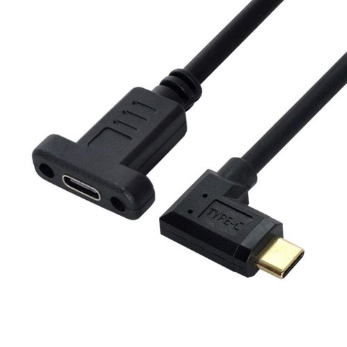 Cble d'extension USB 3.1 type C USB-C mle vers USB-C femelle coud  90 degrs 30 cm Noir