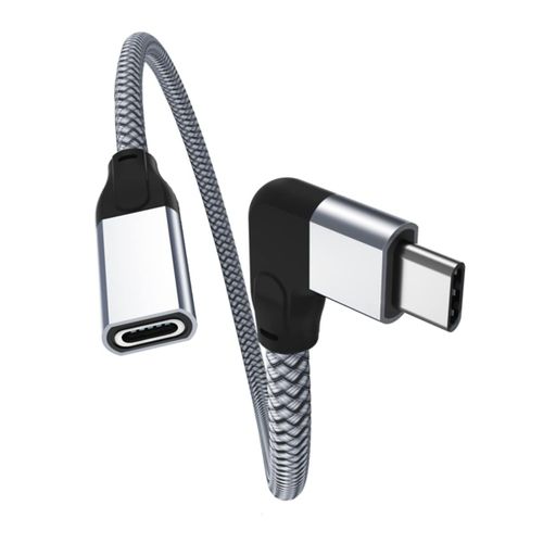 Cble d'extension USB C  Angle Droit 0.2M,Type C 3.1 3.2 Gen2 10Gbps Mle vers Femelle,Rallonge USB C Thunderbolt 3 pour MacBook,iPad 10 Pro/Air 4 5/Mini 6 7,Nintendo Switch,Samsung S24 S25