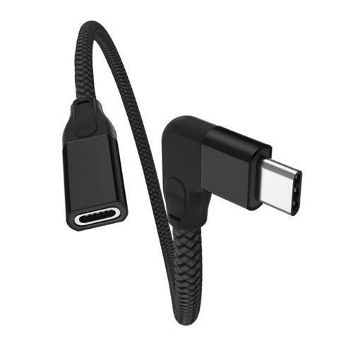 Cble d'extension USB C  Angle Droit 0.2M,Type C 3.1 3.2 Gen2 10Gbps Mle vers Femelle,Rallonge USB C Thunderbolt 3 pour MacBook,Mac,iPad Pro/Air 4/Mini 6 7,Nintendo Switch,Dell,Surface Go