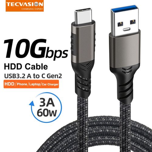 Cble De Charge Rapide Pour Disque Dur Externe Samsung Nvme,Usb 3.2,Gen2,10gbps,Usb A Vers C,3a,60w,Qc3.0,Android,Donnes,Tresse - Type 0.5m