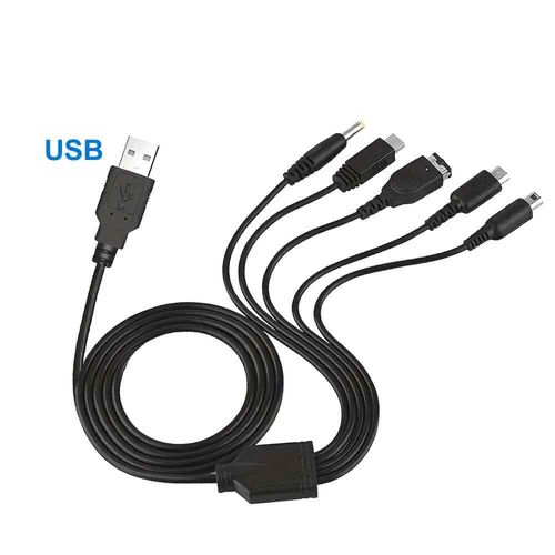 Cble De Charge Usb C 5 En 1 Pour Nintendo,Compatible Avec Nintendo New 3ds,Xl,Nds Lite,Ndsi Ll,Wii U,Gba,Sony,Psp - Usb A To 5 In 1