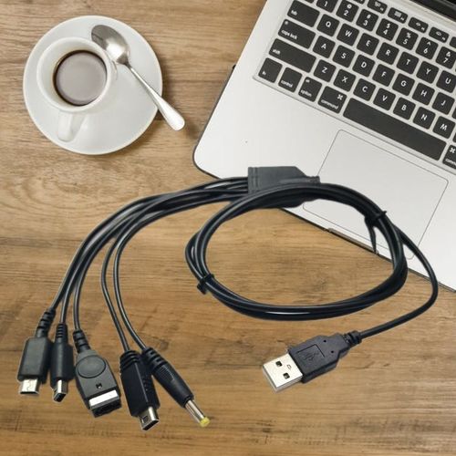Cble de chargement USB 5 en 1 de 1.2m 4 pieds, cordon de connexion  Charge rapide pour GBA SP/3DS/NDSL/WiiU/PSP W3JD