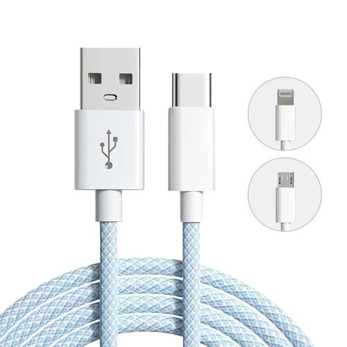 Cble De Chargeur Snapusb  Tte Unique Pour Iphone,Xiaomi,Huawei,Type C,Rains,Micro,Fil De Charge,Donnes,1m,1.5m,2m - Type Blue-Micro Usb 1m