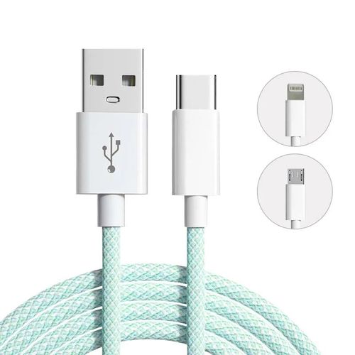 Cble De Chargeur Snapusb  Tte Unique Pour Iphone,Xiaomi,Huawei,Type C,Rains,Micro,Fil De Charge,Donnes,1m,1.5m,2m - Type Green-Micro Usb 1.5m