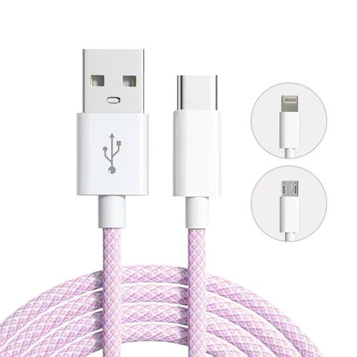 Cble De Chargeur Snapusb  Tte Unique Pour Iphone,Xiaomi,Huawei,Type C,Rains,Micro,Fil De Charge,Donnes,1m,1.5m,2m - Type Pink-Micro Usb 1.5m
