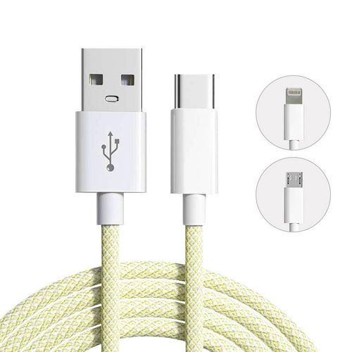 Cble De Chargeur Snapusb  Tte Unique Pour Iphone,Xiaomi,Huawei,Type C,Rains,Micro,Fil De Charge,Donnes,1m,1.5m,2m - Type Yellow-Micro Usb 2m